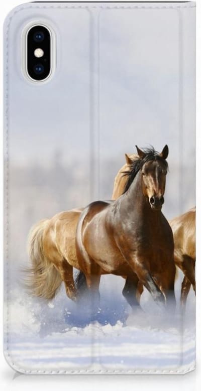 Book Case voor Apple iPhone Xs Max Hoesje maken Paarden