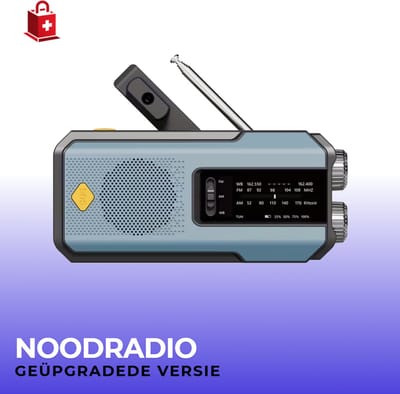 Nood-Kit Noodradio - AM/FM/WB - Solar & Opwindbaar - 2000 mAh Powerbank - Zaklamp