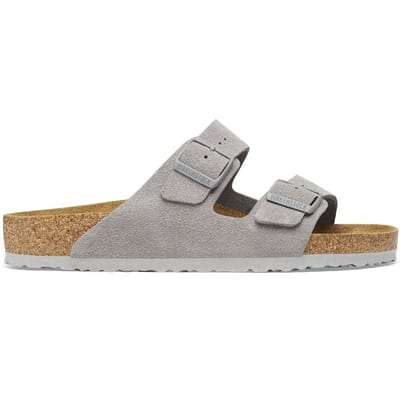 Birkenstock - Arizona Suède Stone Coin Grijs Smal Voetbed - Maat 39