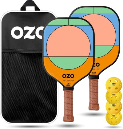 Pickleball Set - Padel Tennis - Sportief Spelen - USA Goedgekeurd - 2 Paddles 4 Ballen - Cirkel Driehoek