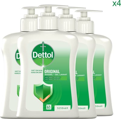 Dettol - Soft on Skin - Original - Handzeep Antibacterieel Met pompje - 4 x 250 ml Voordeelverpakking