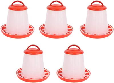 Kippen Voederbak - Drinkbak - Automatisch Voeren - Niet-giftig ABS Plastic - 15kg - Rood Wit