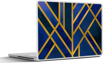 Laptop sticker - 11.6 inch - Goud - Blauw - Patroon - 30x21cm - Laptopstickers - Laptop skin - Cover