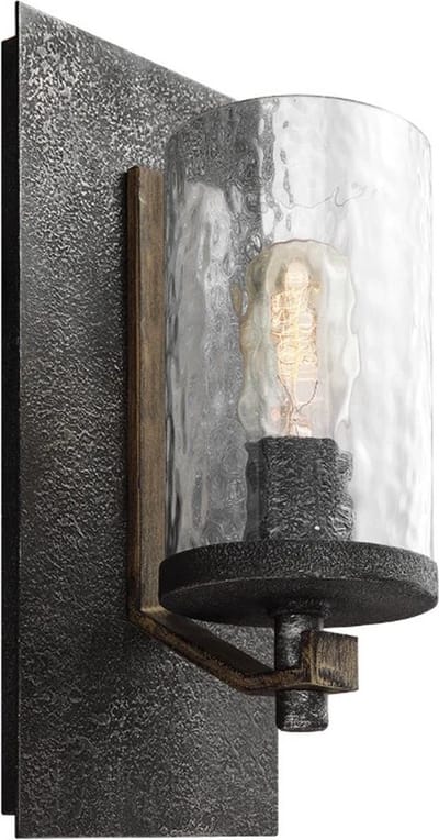 Feiss LED Wandlamp Angelo | 1X E27 Max 60W | Distressed Weathered Oak & Slate Grey Metal