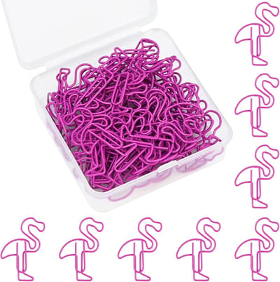 Set van 50 Decoratieve Flamingo Paperclips Metaal voor Kantoor en School