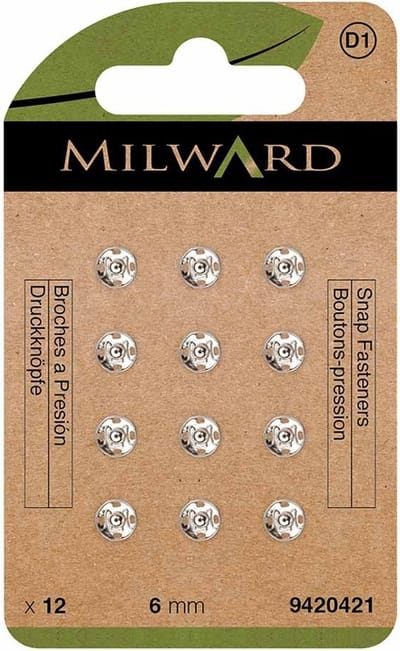 Milward Drukknopen - 6mm - nikkel - 1x12st.