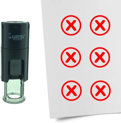 CombiCraft Stempel Checkbox met Kruisje 10mm rond - Rode inkt