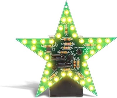 Whadda Soldeerkit, DIY, knipperende gele LED ster, eindejaarsgadget, hangend of stand, ideaal voor de feestdagen