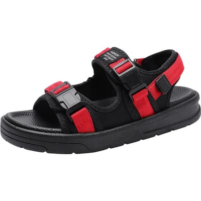 Zomer Heren Sandalen Comfortabel en Lichtgewicht Klittenband Heren Romeinse Schoenen Outdoor Antislip Strand Sandalen Teenslippers 44 black