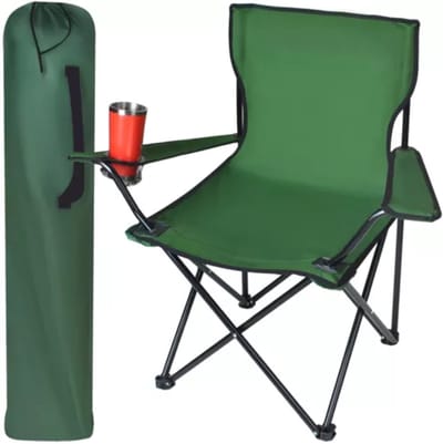 Trizand opvouwbare stoel - groen - 80 x 47 x 80 cm - visstoel/campingstoel - incl draaghoes