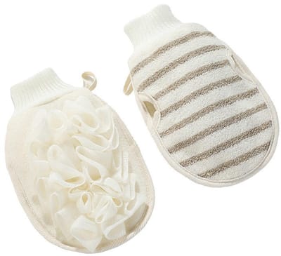 Dailygoody - Jute peeling-handschoen - Natuurlijke lichaamscrub - Dubbelzijdig - Voor het verwijderen van dode huid - Diepe reiniging - 2 stuks