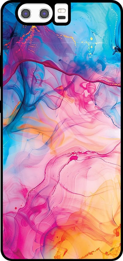 Smartphonica Telefoonhoesje Geschikt voor Huawei P10 met Regenboog Acryl Marmer Opdruk - TPU Backcover Case Rainbow Acrylic Marble Design geschikt voor Huawei P10