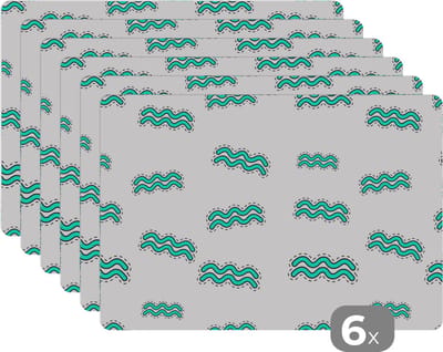 Placemat - Placemats kunststof - Aquarius - Astrologie - Zodiac - Design - 45x30 cm - 6 stuks - Hittebestendig - Anti-Slip - Onderlegger - Afneembaar