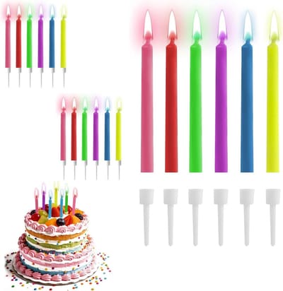Verjaardagscandles met Kleurrijke Vlammen - 18 Stuks in 6 Kleuren voor Feestjes, Babyshowers en Decoratie