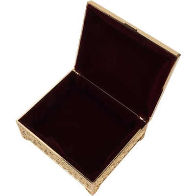 Sieradendoosje Vintage Rozenpatroon In Reliëf Enkellaags Klapdeksel Zinklegering Sieraden Opbergdoos Cadeau goud