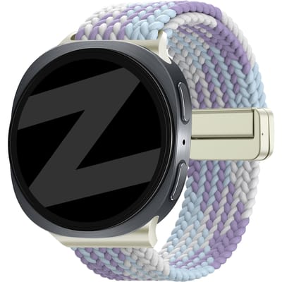 Bandz Magnetisch gevlochten nylon bandje geschikt voor Samsung Galaxy Watch 9 (40/44mm) / Watch 8 (40/44mm) / 8 Classic (46mm) – duurzame gevlochten nylon strap met sterke sluiting (Paars Mix)