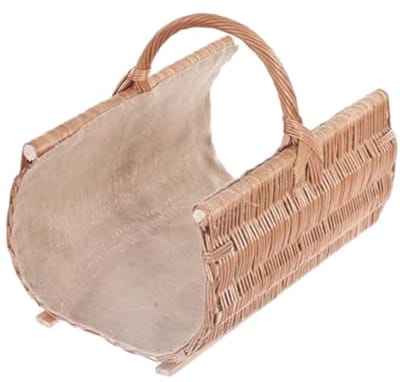 Open haard mand - Handgevlochten rieten mand voor brandhout - Honinggeel 50 x 30 x 40 cm