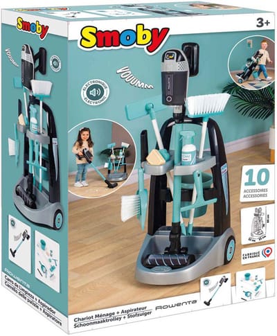 Smoby - Speelgoedstofzuiger - Rowenta Schoonmaaktrolley met stofzuiger - rollenspel huishoud