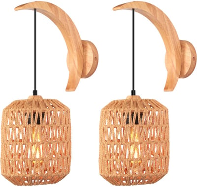 2 Stuks Wandlamp Slaapkamer Weven E27 Vintage Wandverlichting voor Woonkamer Keuken Hal