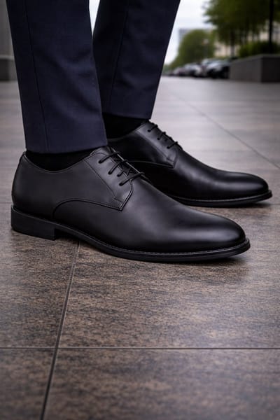 Heren Veterschoenen van Echt Leer – Klassieke Nette Schoen – Leren Herenschoen 455 – Zwart – Maat 42