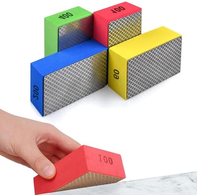 Set van 4 schuurwiggen en diamantpolijstpads voor schuren, slijpen en polijsten met verschillende korrelgroottes 60# 100# 200# 400#