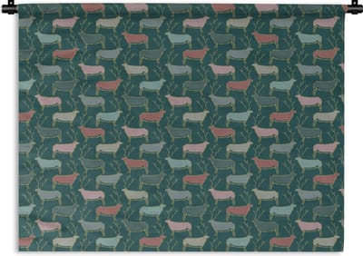 Wandkleed - Wanddoek - Patronen - Hert - Groen - 120x90 cm - Wandtapijt