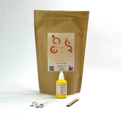 MGM Trading® - Hands On Art - Basis kaarsen maak pakket - Hobby - 1,25kg kaarsvet - 1 gele candle dye 50ml - Set
