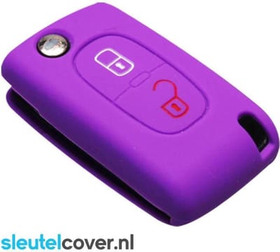 Autosleutel Hoesje geschikt voor Citroën - SleutelCover - Silicone Autosleutel Cover - Sleutelhoesje Paars