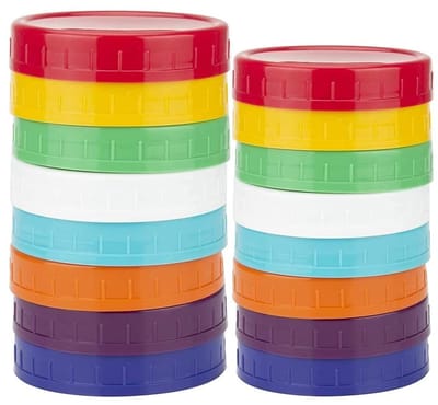 Dailygoody - Conservendeksels - Glazen potten - 16-delig set - Food grade kunststof - Vaatwasserbestendig - Geschikt voor magnetron - Kleur Berry/Kiwi
