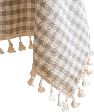 House of Husk Tafelkleed - Tafellaken - Tafel Decoratie - Uitwasbaar - Beige Geruit - 135x240cm