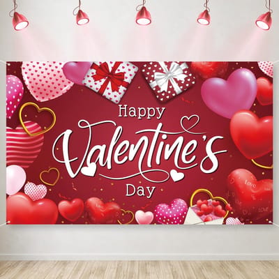 Dailygoods- Banner Valentijnsdag Decoratie - Achtergrond Decoraties - Rode Hart Banner - Feestdecoratie - Heldere Kleuren - Eenvoudige Installatie