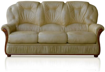 Vente-unique Driezitsbank DAPHNE van 100% buffelleer - Beige