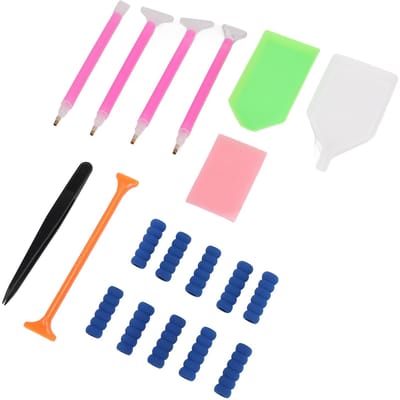 Ensemble d'outils de peinture diamant 19 pièces Augmenter l'efficacité Accessoires de peinture strass pour débutants pink