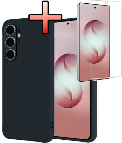 Hoesje - Met Screenprotector - Geschikt voor Samsung Galaxy S26 Ultra - Sterk & Shockproof - Back Cover - Siliconen Case - Telefoon Hoes - Donkerblauw