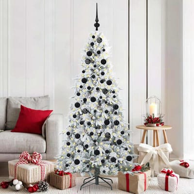 vidaXL - Kunstmatige - Hinged - Kerstboom - met - 300 - LED - Wit - 180 - cm - PE - en - PVC