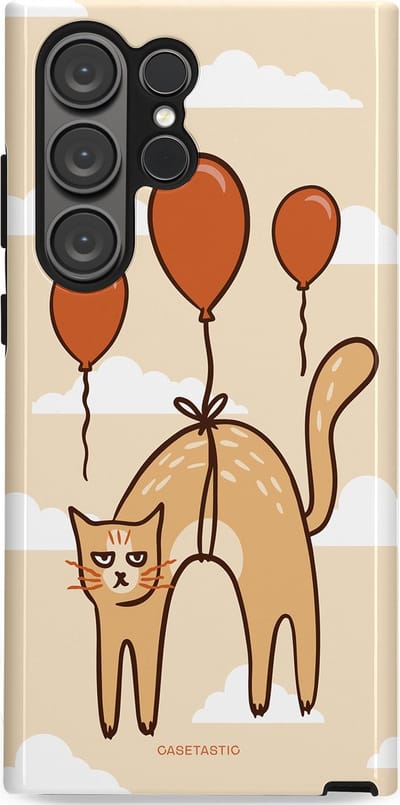Casetastic Hoesje Geschikt voor Samsung S23 Ultra - Stijlvolle Beschermende Duo-layer Case - Kattenfeest Ballonnen