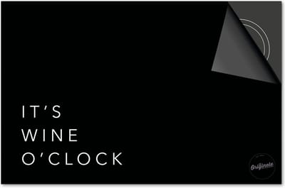 Inductie beschermer 60x60 - afdekplaat inductie mat - Dietrix Kookplaat beschermer - Exclusief - Quotes - It’s Wine o’Clock Zwart
