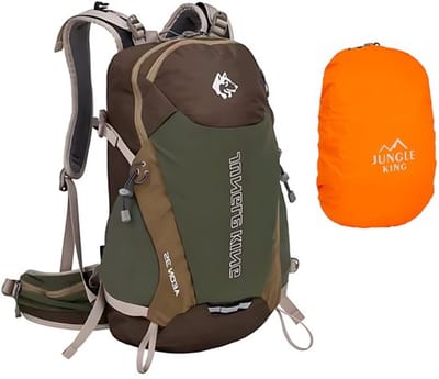 CarryQuest® - 35L Unisex Wandelrugzak - Lichtgewicht Nylon Hiking Backpack met Regenhoes - Rugventilatie - Ademend Draagcomfort - 50x33x19 cm - Groen
