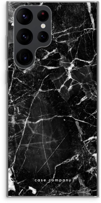 Case Company® - Hoesje geschikt voor Samsung Galaxy S22 Ultra hoesje - Zwart Marmer - Soft Cover Telefoonhoesje - Bescherming aan alle Kanten en Schermrand