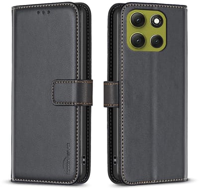 BINFEN Hoesje - Geschikt voor Motorola Moto G86 Hoesje - BINFEN Color Book Case - Zwart