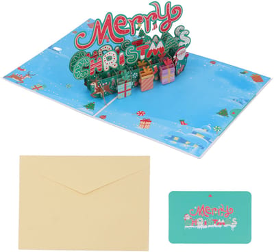 3D Kerstkaarten - Fijne Details, Kleurrijk, 3D Pop-up, Met Envelop - Voor Cadeaus en Themafeesten