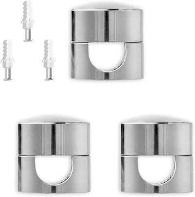 Set van drie zilverkleurige kabelclips van aluminium voor kabelgeleiding en organisatie in huis, kantoor en auto