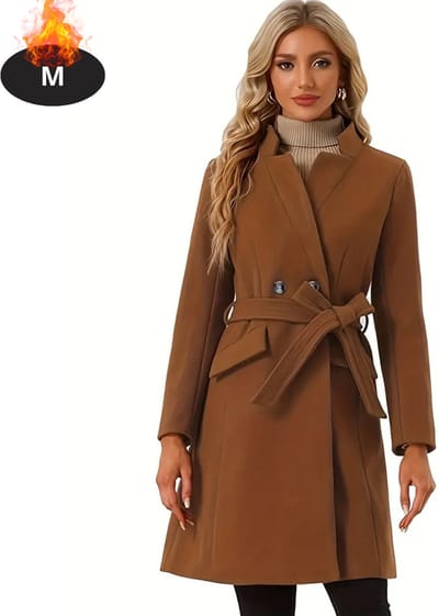 Livano Mantel Dames - Tussenmantel - Jas - Mantelpakje - Trenchcoat - Overjas - Overcoat - Winter - Kastanjebruin - M