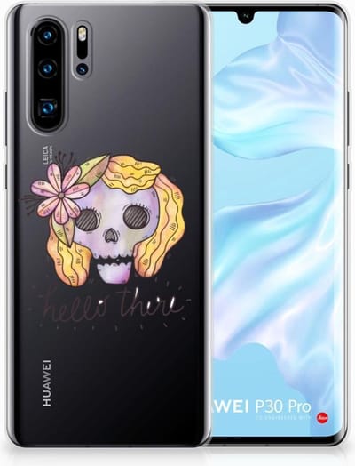 Silicone Back Case Huawei P30 Pro Boho Skull