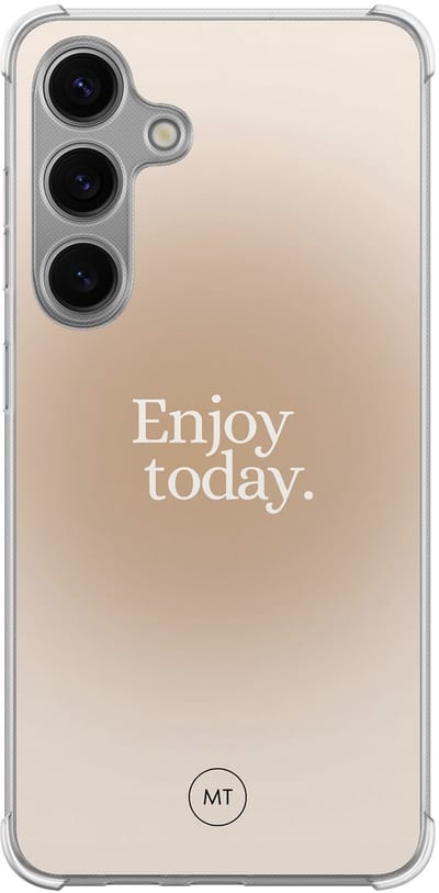 Hoesje (shockproof) geschikt voor Samsung Galaxy S24 - Enjoy today - Extra sterke case - TPU/polycarbonaat - Natuur - Beige, Groen, Transparant