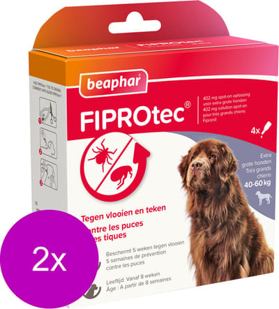 Beaphar Fiprotec Dog 3+1 pip - Anti vlooien en tekenmiddel - 2 x 40-60kg Vanaf 12 Maanden