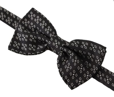 Dolce & Gabbana Zwart Witte Pois 100% Zijde Nek Papillon Mannen Stropdas