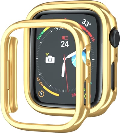 By Qubix - Hard case 45mm (open front) - Goud (glans) - Geschikt voor Apple Watch 45mm hoesje - screenprotector - Bescherming iWatch - Bescherm hoesje