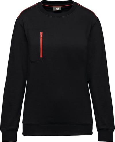 WK. Designed To Work Day To Day unisex sweater met zip contrasterende zak WK403 - BLACK / RED - 3XL