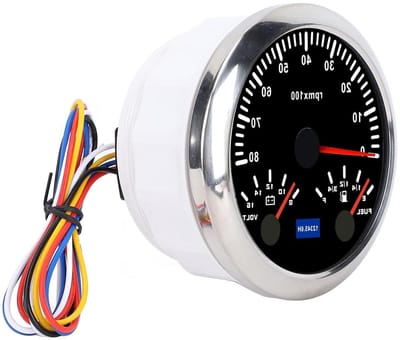 Toerenteller Brandstofniveaumeter - 3-in-1 Meter - Voertuig Monitoring - 7 Kleuren Achtergrondverlichting - DC 9-32 V - Zwart Zilver